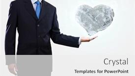  Presentation with shape heart - Slide set consisting of businessman-holding-stone-in-shape background and a white colored foreground