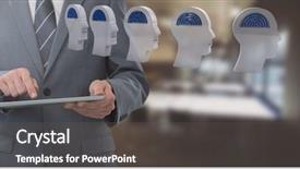  Presentation with psychology holding a brain - Slide deck having businessman holding tablet with brain background and a dark gray colored foreground