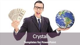  Presentation with earth - Cool new slides with businessman holding the planet earth backdrop and a tawny brown colored foreground