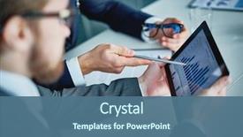  Presentation with data - Cool new slide set with businessman holding touchpad with data backdrop and a ocean colored foreground