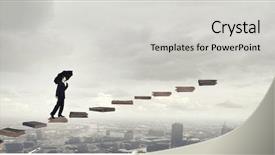  Presentation with career - Cool new theme with businessman holding umbrella and waking backdrop and a light gray colored foreground