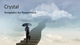  Presentation with career - Cool new PPT theme with businessman holding umbrella and waking backdrop and a light blue colored foreground