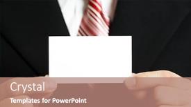  Presentation with business card - Slide deck with businessman-holding-up-a-blank background and a  colored foreground