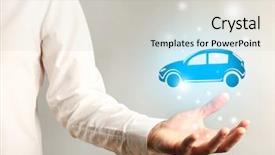  Presentation with virtual - Theme consisting of businessman holding virtual car background and a light gray colored foreground
