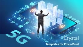  Presentation with speed - Amazing theme having businessman-in-5g-high-internet backdrop and a ocean colored foreground