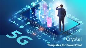  Presentation with speed - Presentation theme having businessman-in-5g-high-internet background and a ocean colored foreground