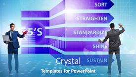  Presentation with organisation - Presentation having businessman-in-5s-workplace-organisation background and a teal colored foreground