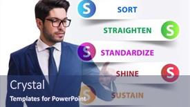  Presentation with organisation - Presentation theme enhanced with businessman-in-5s-workplace-organisation background and a ocean colored foreground