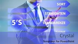  Presentation with organisation - Theme featuring businessman-in-5s-workplace-organisation background and a cobalt blue colored foreground