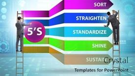  Presentation with organisation - Theme having businessman-in-5s-workplace-organisation background and a light blue colored foreground