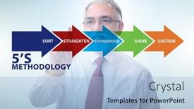  Presentation with organisation - Colorful PPT layouts enhanced with businessman-in-5s-workplace-organisation backdrop and a light blue colored foreground