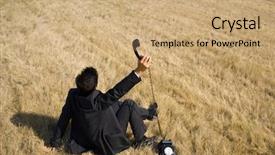  Presentation with earth rotation - Cool new slide set with businessman in a field listening backdrop and a  colored foreground