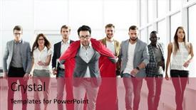  Presentation with heads - Presentation enhanced with businessman in a red cloak background and a red colored foreground