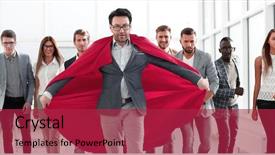  Presentation with red white blue business - Amazing slide set having businessman in a red cloak backdrop and a red colored foreground