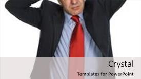  Presentation with crime thriller suit and tie - Cool new slide set with businessman in a suit gestures with a headache backdrop and a light gray colored foreground