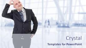  Presentation with headache - PPT layouts consisting of businessman-in-a-suit-gestures background and a  colored foreground