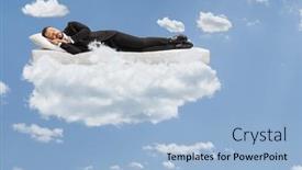  Presentation with mattress - Audience pleasing PPT theme consisting of businessman-in-a-suit backdrop and a  colored foreground