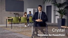  Presentation with resilience - Presentation with businessman-in-a-wheelchair-commands background and a gray colored foreground