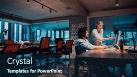  Presentation with coworking - Slide deck featuring businessman-in-a-wheelchair background and a navy blue colored foreground