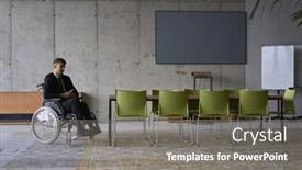  Presentation with lonely - Slides with businessman-in-a-wheelchair background and a gray colored foreground