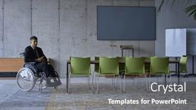  Presentation with lonely - Slides enhanced with businessman-in-a-wheelchair background and a gray colored foreground