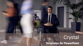  Presentation with navigate - PPT layouts featuring businessman-in-a-wheelchair background and a gray colored foreground