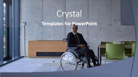  Presentation with lonely - Slide set featuring businessman-in-a-wheelchair background and a gray colored foreground