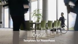  Presentation with navigate - PPT theme with businessman-in-a-wheelchair background and a gray colored foreground