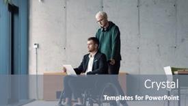  Presentation with wheelchair - PPT theme consisting of businessman-in-a-wheelchair background and a gray colored foreground