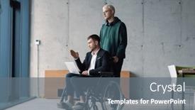  Presentation with wheelchair - Slide deck enhanced with businessman-in-a-wheelchair background and a gray colored foreground
