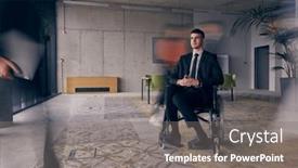  Presentation with navigate - Slide set with businessman-in-a-wheelchair background and a gray colored foreground