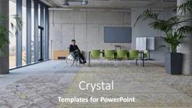  Presentation with lonely - Slide set featuring businessman-in-a-wheelchair background and a gray colored foreground