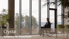  Presentation with lonely - Presentation design with businessman-in-a-wheelchair background and a gray colored foreground