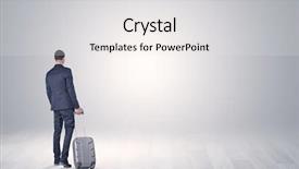  Presentation with space - Colorful presentation design enhanced with businessman in a white boundless backdrop and a  colored foreground