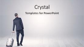  Presentation with luggage - Slides enhanced with businessman in a white boundless background and a  colored foreground