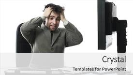  Presentation with business process - Cool new slides with businessman in a work process backdrop and a  colored foreground