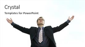  Presentation with business process - Beautiful presentation featuring businessman in a work process backdrop and a white colored foreground