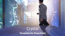  Presentation with abstract business - Presentation theme enhanced with businessman-in-abstract-business-concept background and a ocean colored foreground