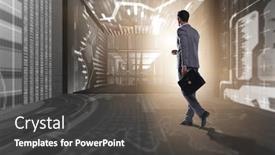  Presentation with business abstract - Presentation with businessman in abstract business concept background and a dark gray colored foreground