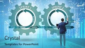  Presentation with concept - Beautiful slides featuring businessman in agile methods concept backdrop and a light blue colored foreground