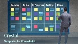  Presentation with understand a concept - Colorful presentation design enhanced with businessman in agile methods concept backdrop and a ocean colored foreground