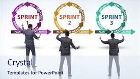  Presentation with concept - Slide set enhanced with businessman in agile methods concept background and a sky blue colored foreground