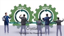  Presentation with disciplined agile delivery - Presentation theme consisting of businessman in agile methods concept background and a light blue colored foreground