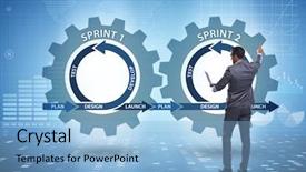  Presentation with numerical methods - Slide set with businessman in agile methods concept background and a light blue colored foreground