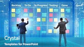  Presentation with concept - Presentation design featuring businessman in agile methods concept background and a teal colored foreground