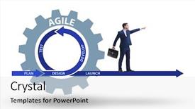  Presentation with concept - Amazing PPT theme having businessman in agile methods concept backdrop and a  colored foreground