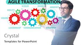  Presentation with transformation - Cool new presentation design with businessman-in-agile-transformation-concept backdrop and a white colored foreground