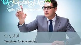  Presentation with transformation - Presentation design having businessman-in-agile-transformation-concept background and a light blue colored foreground