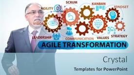  Presentation with transformation - Slide set enhanced with businessman-in-agile-transformation-concept background and a light blue colored foreground