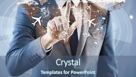  Presentation with transportation - Colorful slide deck enhanced with businessman in air transportation concept backdrop and a ocean colored foreground